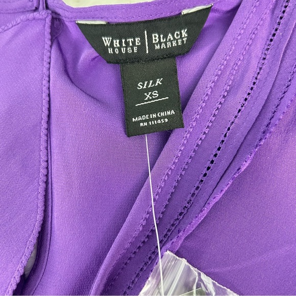 White House Black Market Flutter Sleeve Silk  Purple Blouse NWT - Picture 10 of 14